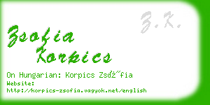 zsofia korpics business card